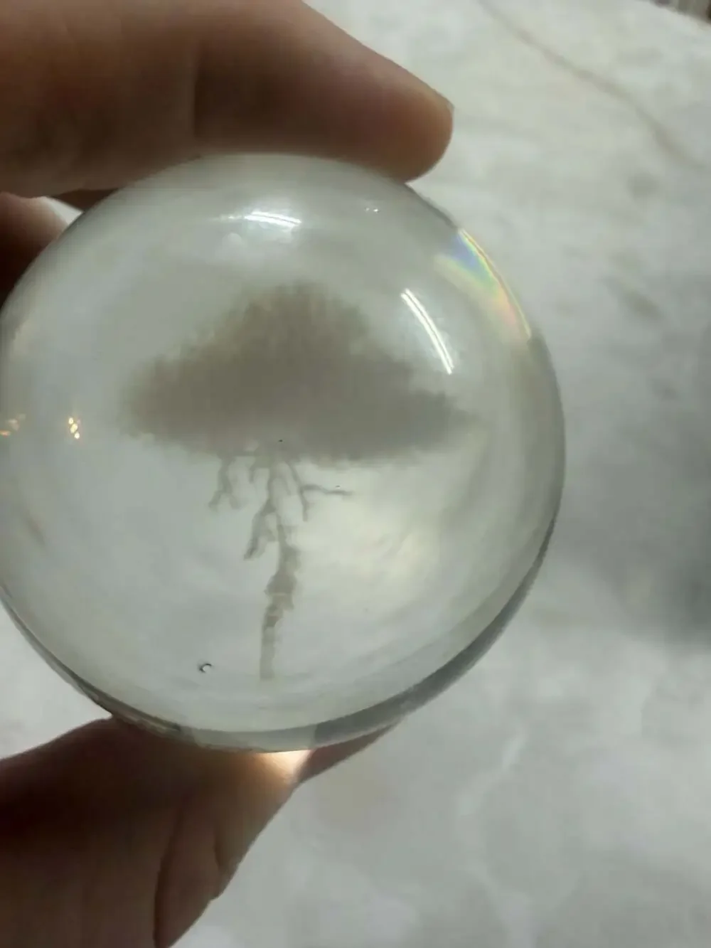 3D Laser-Engraved Tree of Life Glass Paperweight with Silver Tone Stand